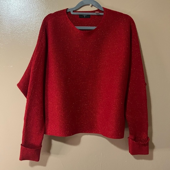 Tahari Sparkling Red Knit Top - Picture 1 of 3